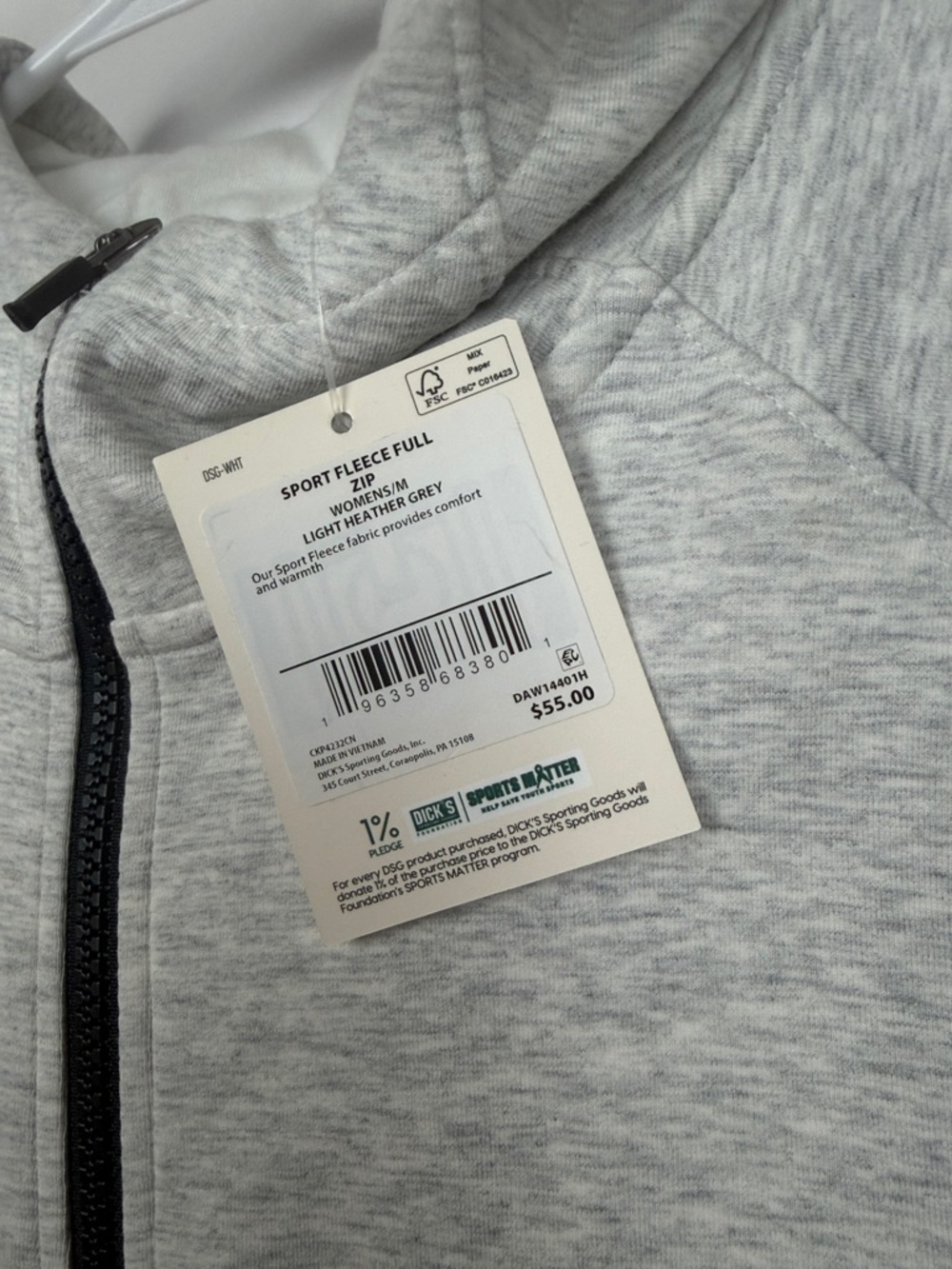 DSG Light Gray Full-Zip Hoodie with Black Trim Women’s Medium New With Tags - Picture 5 of 6
